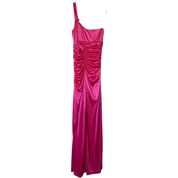 Women's Sequin Hearts Glittery Pink Formal Prom Dress Maxi Length Junior Size S - Picture 2 of 12